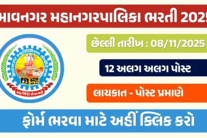 ભાવનગર મહાનગરપાલિકા ભરતી 2025 Bhavnagar Municipal Corporation Recruitment