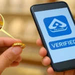 મોબાઈલ ફોનથી BIS CARE એપ દ્વારા સોનાની રીંગ પરના હોલમાર્ક (BIS લોગો, 916) ની શુદ્ધતા