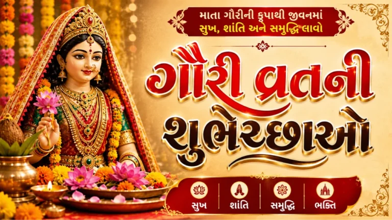 Gauri Vrat 2026 Mata Gauri Blessing Image with Puja Vidhi and Gujarati Festival Information